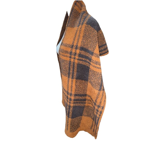 Barefoot Dreams CozyChic Plaid Scarf Wrap Honey Carbon Oversized Soft 72”X17” - Picture 3 of 8
